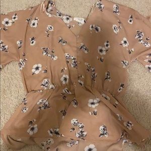 pink and white/black floral blouse